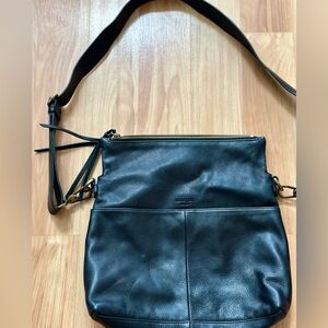 Margot Black Leather Fold Over Crossbody